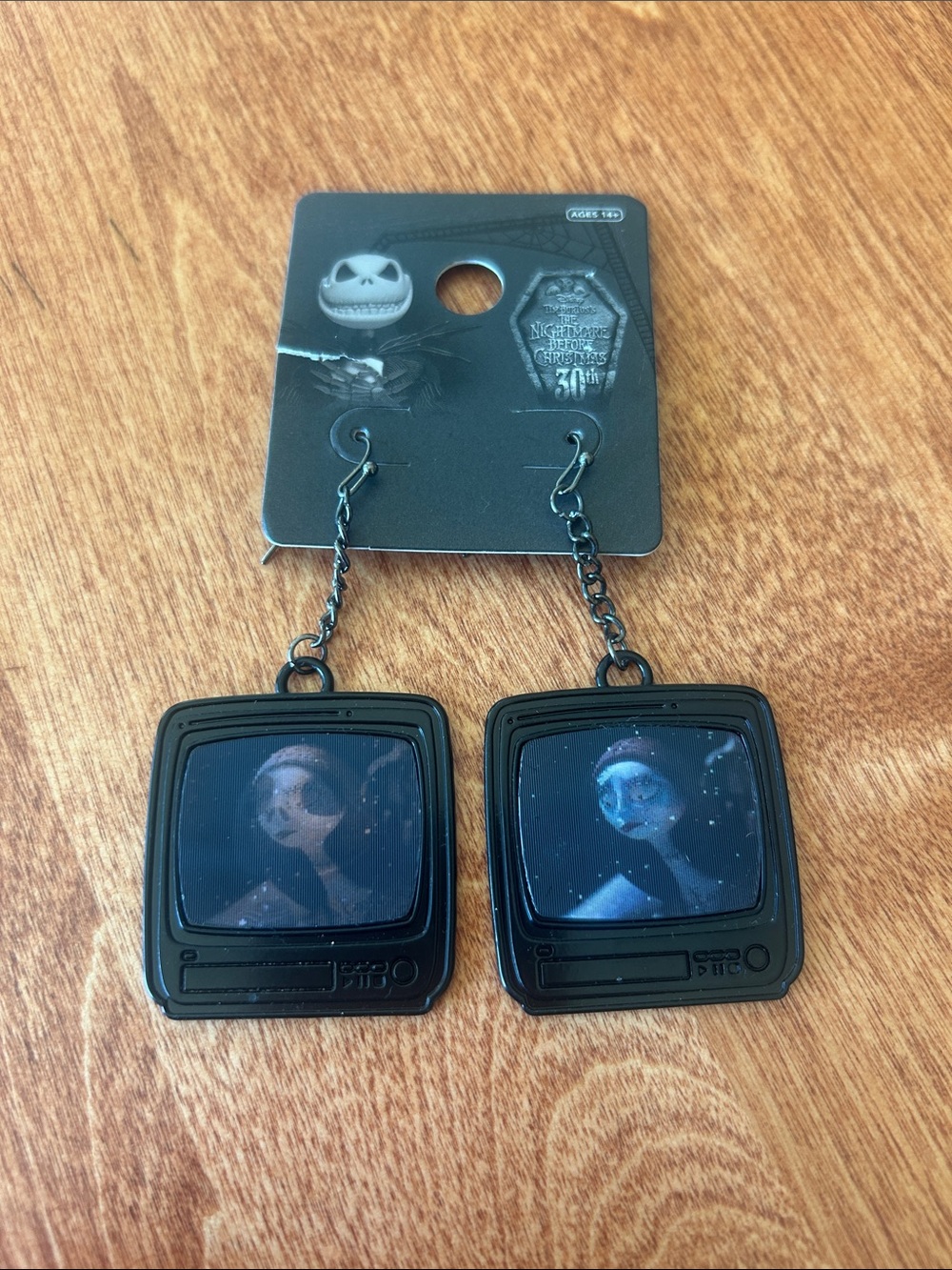 New with tags Disney The Nightmare Before Christmas Dangling Hologram Earrings